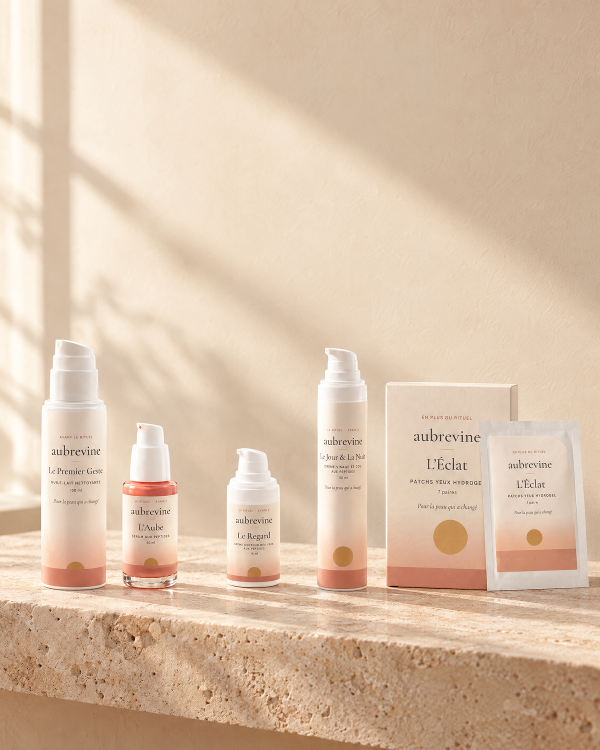 Les cinq soins Aubrevine dans la lumière du matin